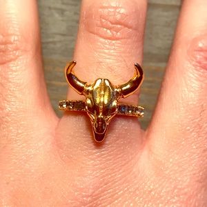 Brand new! Baby steer skull ring in 24k gold!